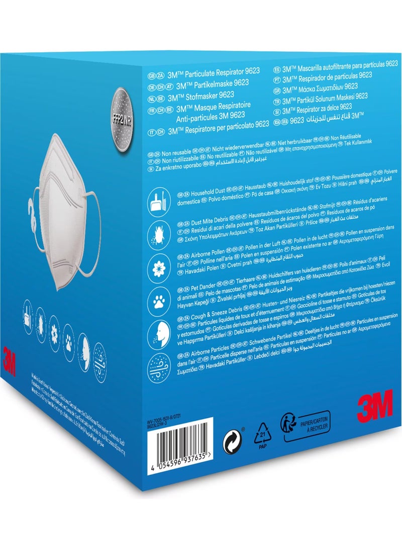 ثري ام قناع تنفس 3M للجسيمات الدقيقة 9623، عبوة 3 قطع. - Image 2